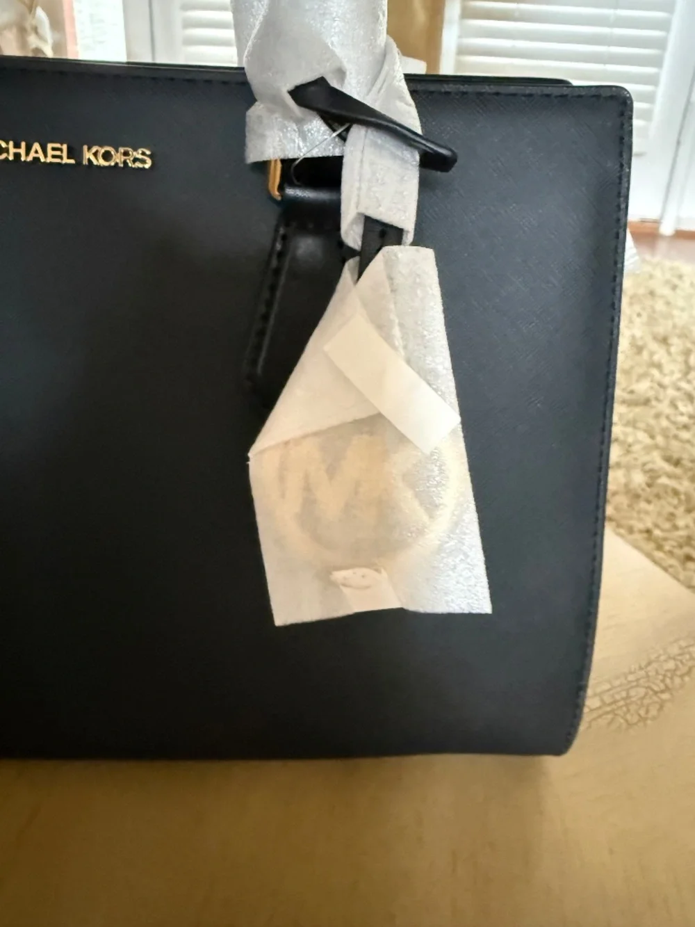 Michael Kors Sheila Convertible Satchel Black Vegan Leather Gold Hardware NWOT